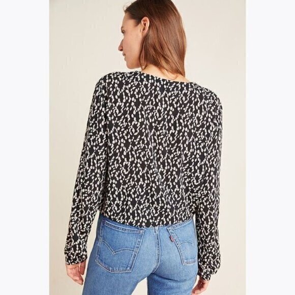 Anthropologie CLOTH & STONE Leopard Rachel Tie-Front Top- Size XS - Picture 2 of 14
